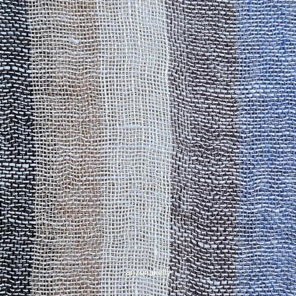 Linen Scarf Blue Grey Tan--Made in Paris